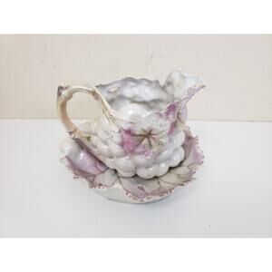 Vintage Royal Bayreuth Porcelain Lusterware Lustre Grape Creamer Pitcher & Plate